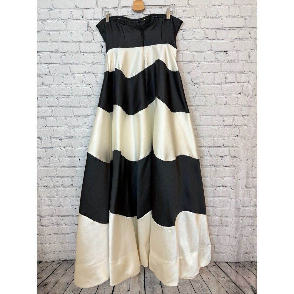Anthropologie Hutch Strapless Maxi Dress Formal Gown Black White Colorblock 8 - Picture 9 of 16